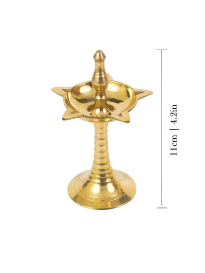 Image 2 of Spillbox Gold Toned Brass Textured Small Kuthu Vilakku Diya