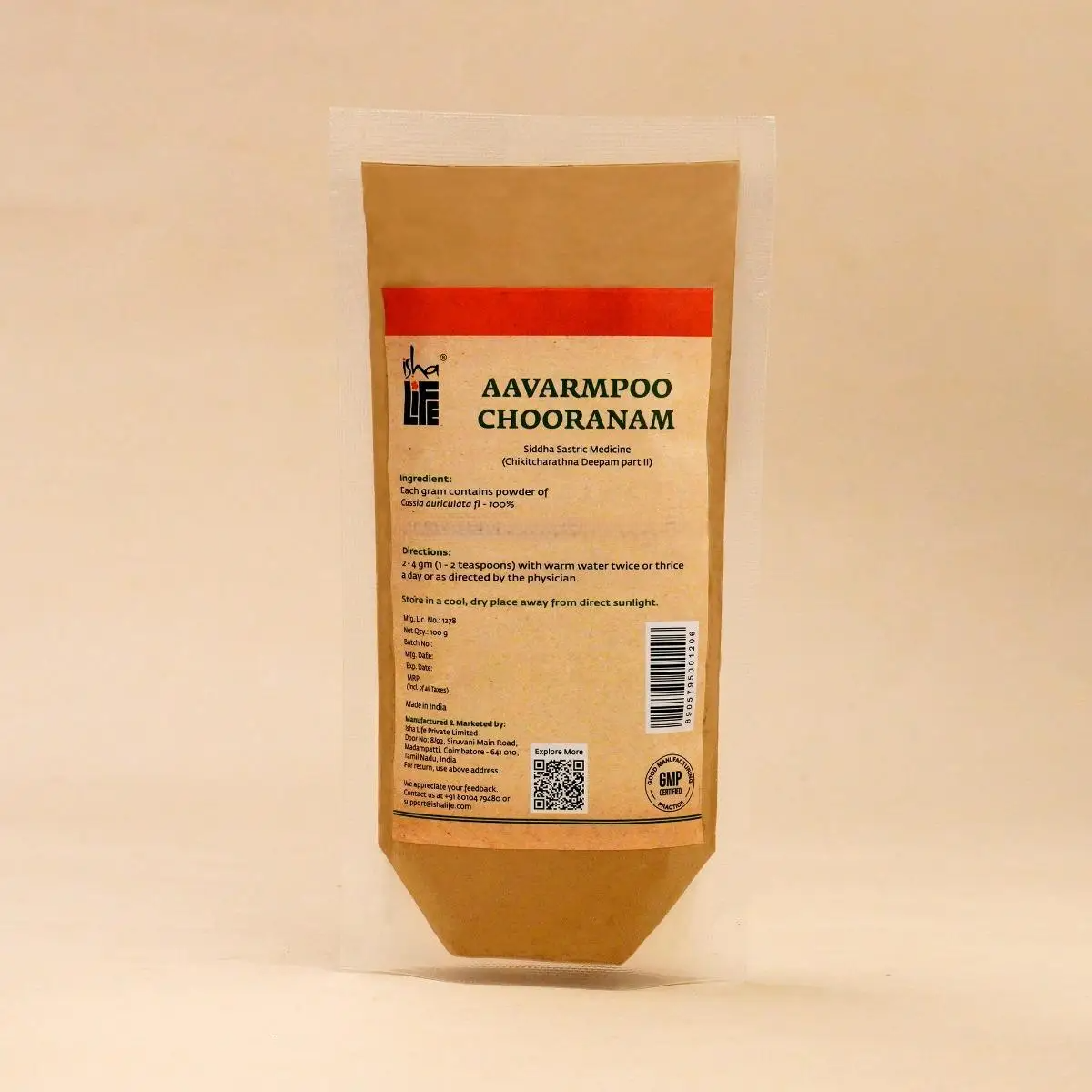 Image 1 of 100 gm for the product Isha Life Avarampoo Chooranam
