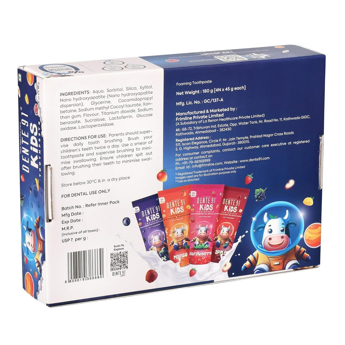 Image 2 of Dente91 Kids Toothpaste, Protects against dental caries & Hypersensitivity, Fluoride Free