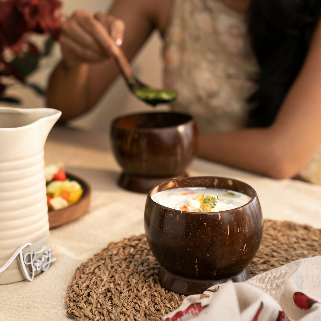 Image 3 of Thenga Coconut Shell Artisan Soup Bowl & Soup Spoon