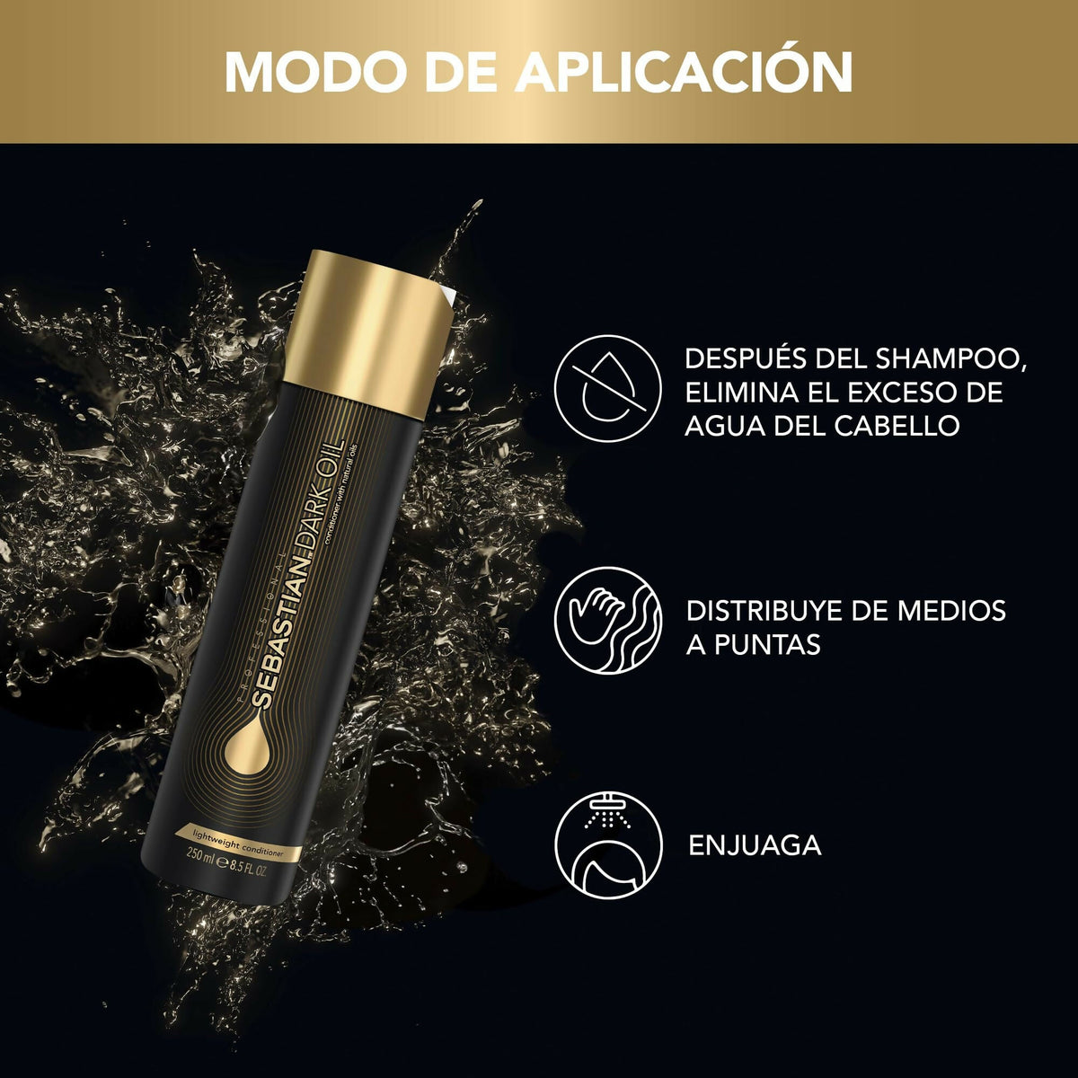 Image 3 of Sebastian Professional Dark Oil Lightweight Hair Conditioner for Smoothening Hair
