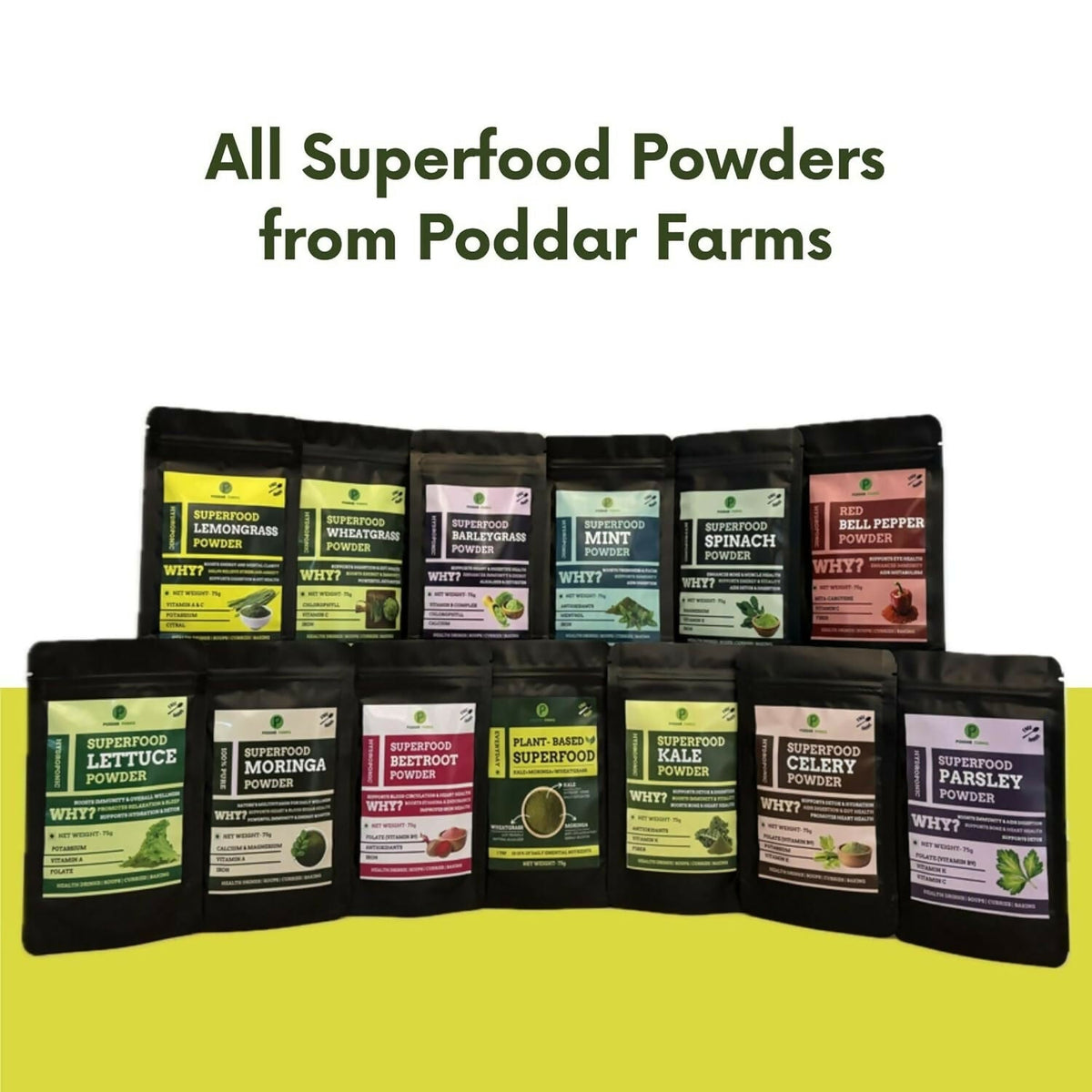 Image 4 of Poddar Farms Plant-Based Superfood Mix (Kale + Moringa + Wheatgrass)