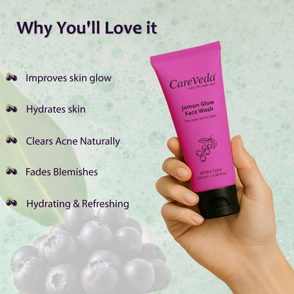 Image 6 of CareVeda Jamun Glow Face Wash For Even Toned Skin Suitable For All Skin Types