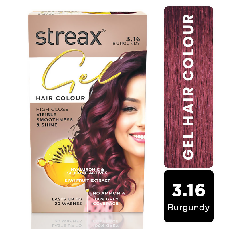 Image 2 of Streax Gel No Ammonia 100% Grey Coverage Hair Color - Burgundy