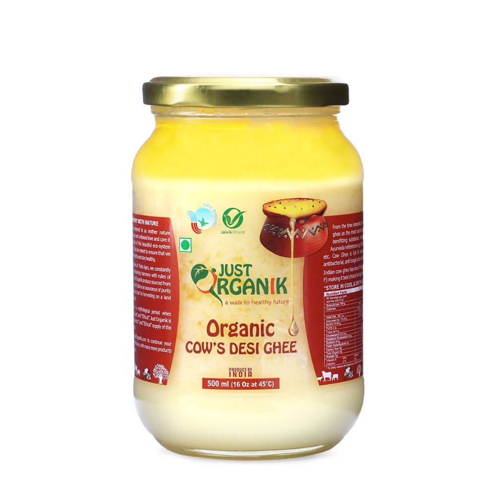 Image 1 of 500 ml / Pack of 1 for the product Just Organik Cow Desi Ghee | Desi Ghee with Rich Aroma | Pure Cow Ghee for Better Digestion & Immunity
