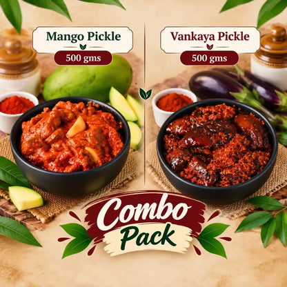 Image 2 of Tenali Ruchulu Pickles Combo: Mango Pickle + Vankaya Pickle