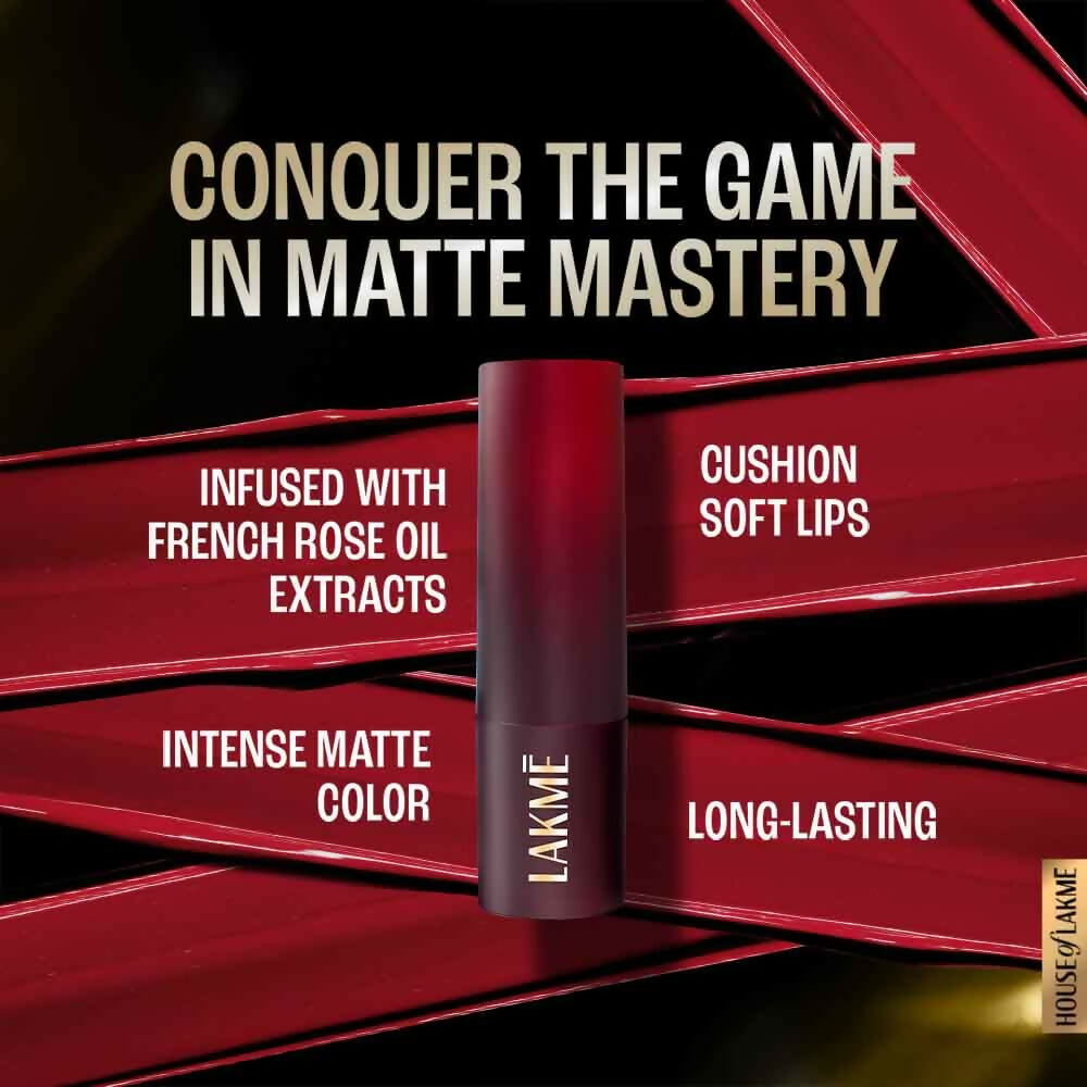 Image 7 of Lakme Forever Matte Lipstick, Made With French Rose Oil Extracts - Red Orchid