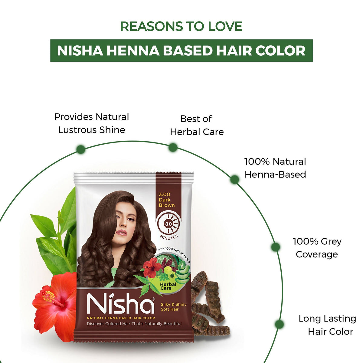 Image 4 of Nisha Henna Based Hair Colour for Women & Men - Dark Brown (Pack of 10)