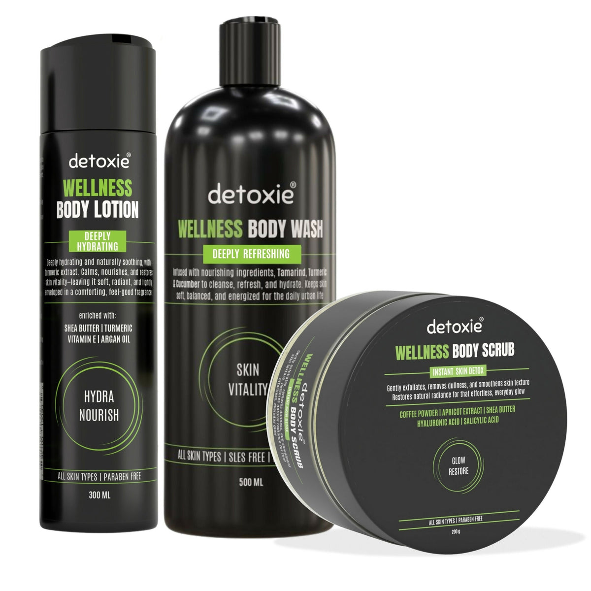 Image 1 of Detoxie Body Wash, Lotion & Scrub Combo - Wellness