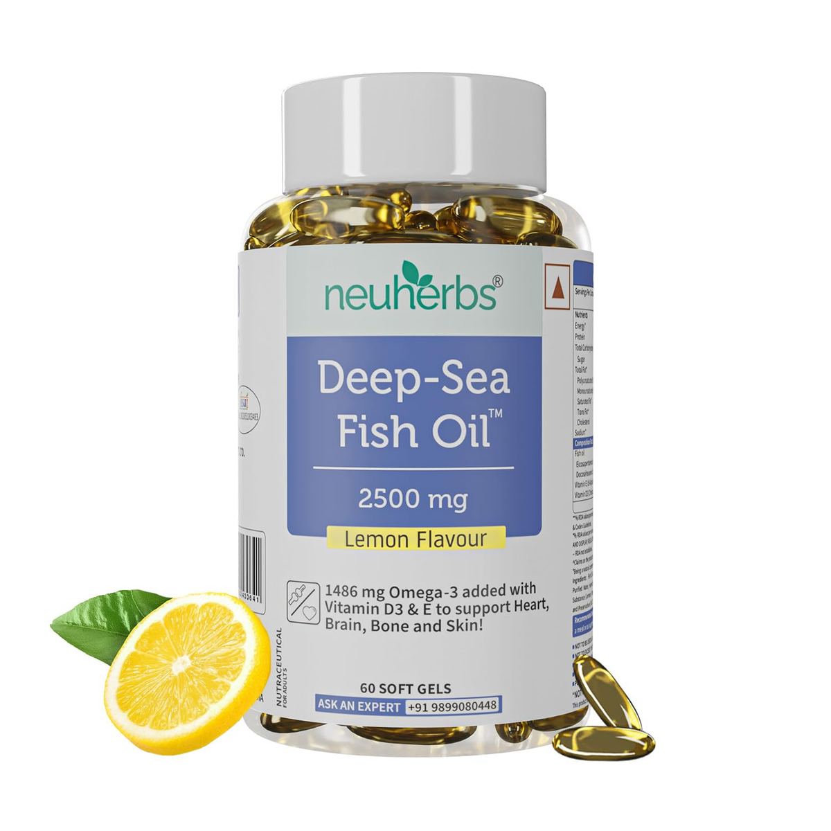 Image 1 of 60 Softgels for the product Neuherbs Deep-Sea Omega 3 Fish Oil Softgels