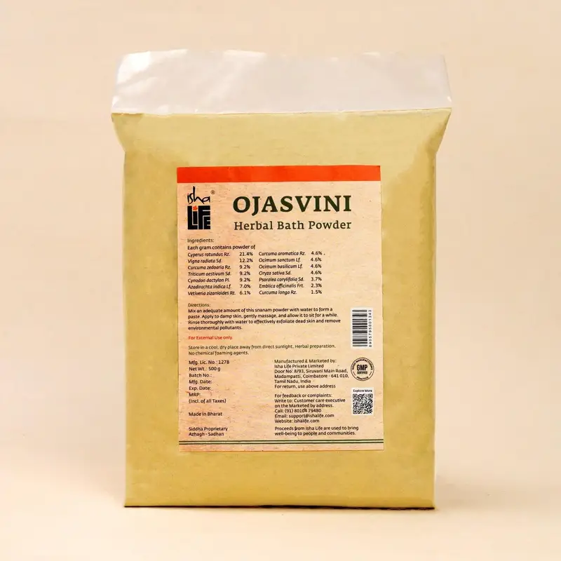 Image 1 of 500 Gm for the product Isha Life Ojasvini Herbal Snanam Powder (Bath Powder)