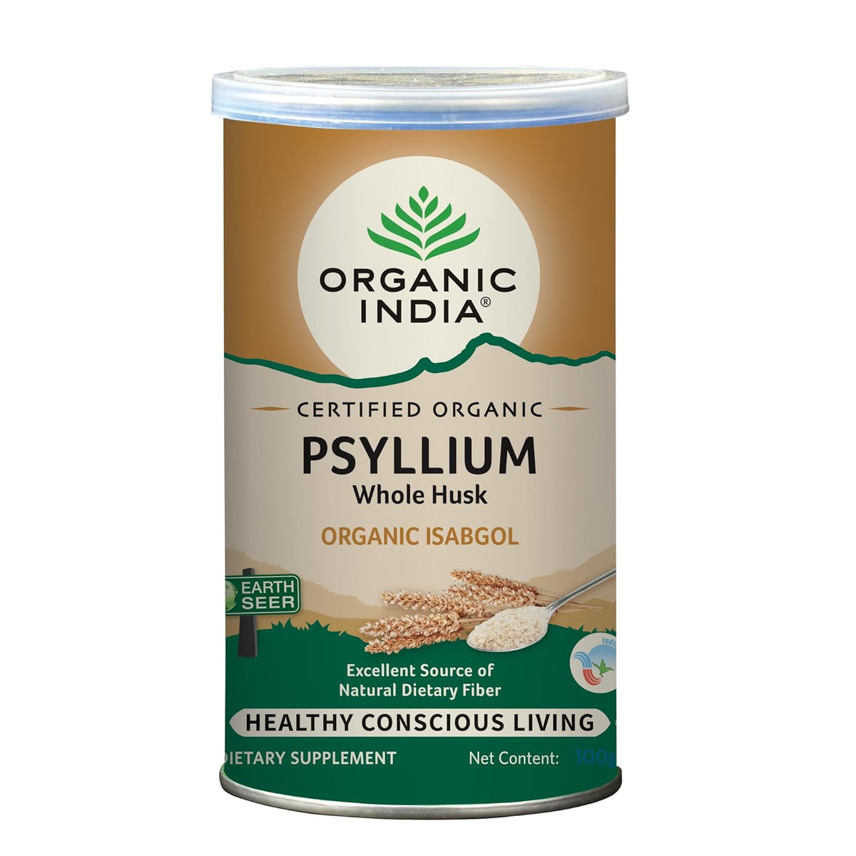Image 1 of 100 gm for the product Organic India Psyllium Husk 100 Gram
