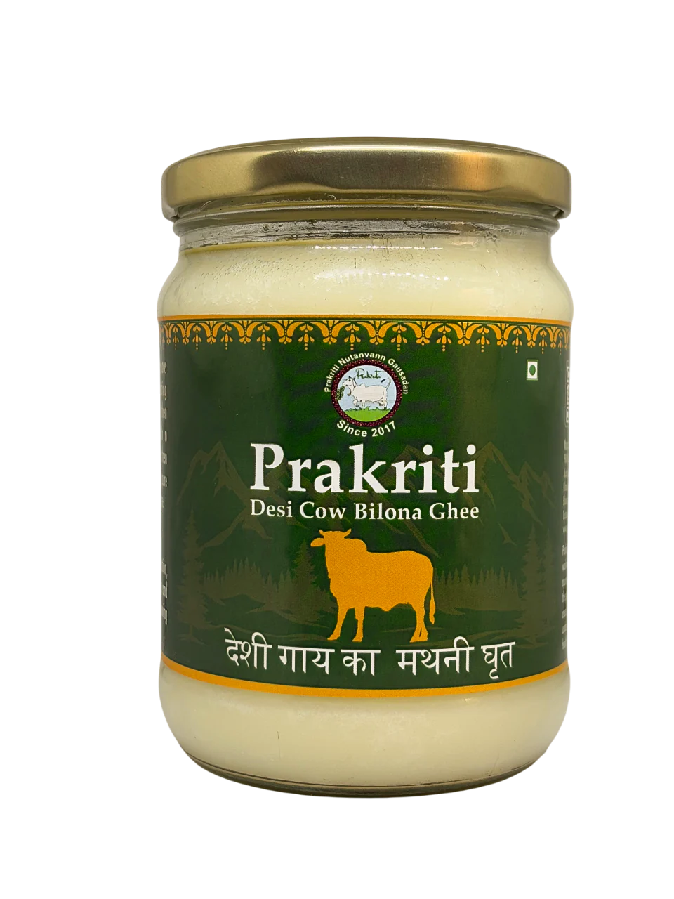 Image 1 of 500 ml / Pack of 1 for the product Prakriti Desi Cow Bilona Ghee | Organic Desi Cow Ghee | Pure organic ghee, traditionally-churned, chemical-free, granular ghee, nutritious by nature