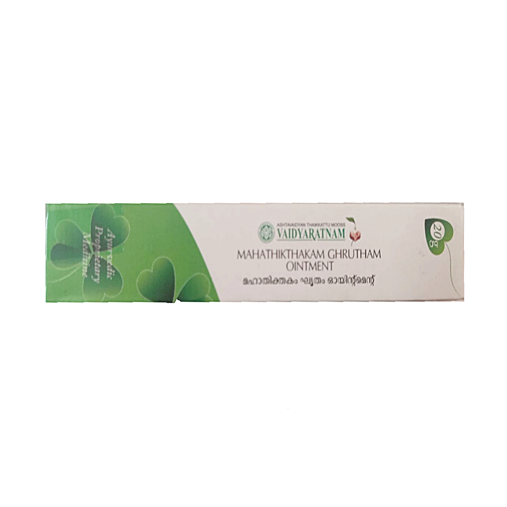 Image 1 of 20 gm for the product Vaidyaratnam Mahathikthakam Ghrutham Ointment