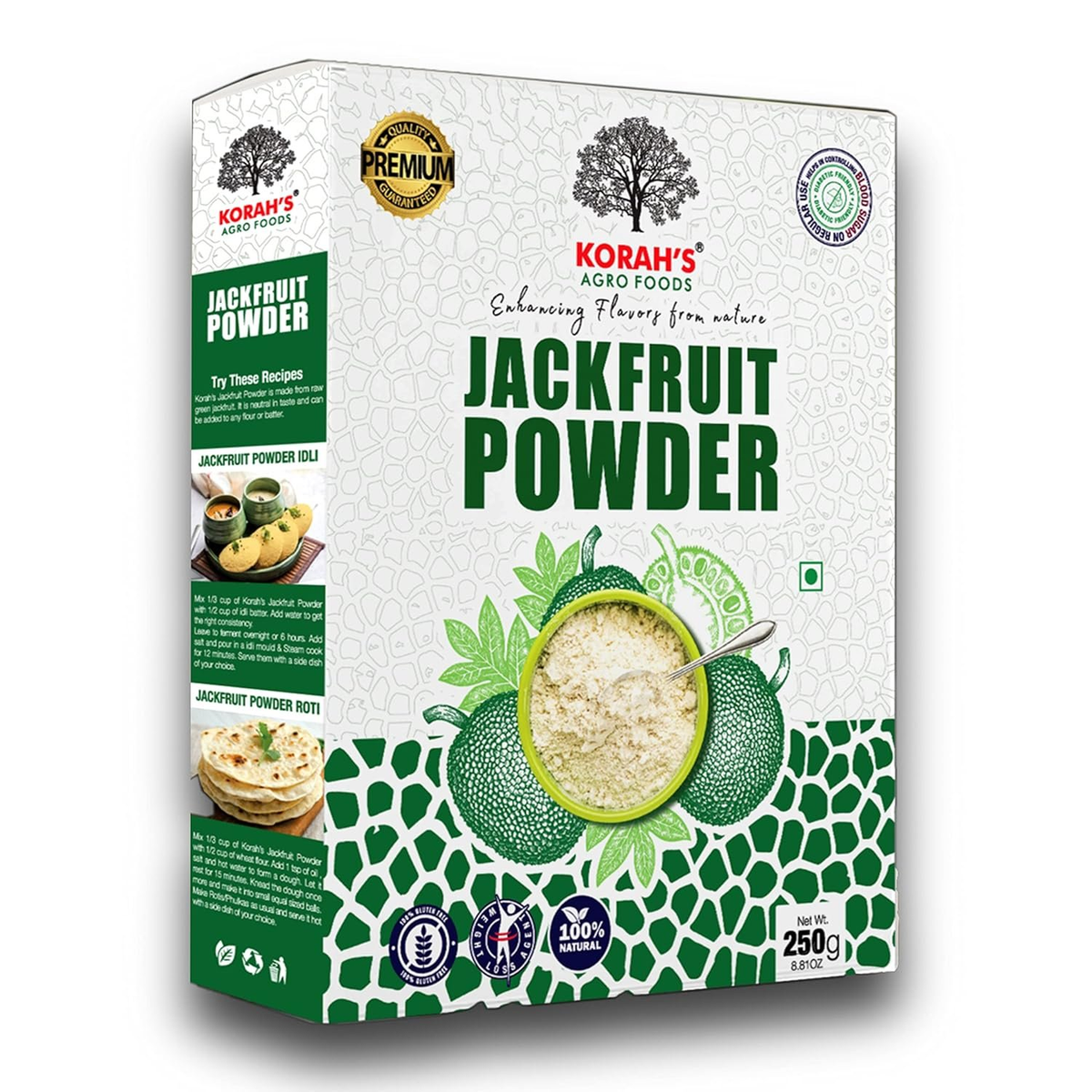 Image 1 of 250 gm for the product Korah's Green Jackfruit Powder | Gluten Free Raw Green Jack Fruit Flour | Kathal Powder Control Blood Sugar Levels, Healthy Diet Immunity Booster