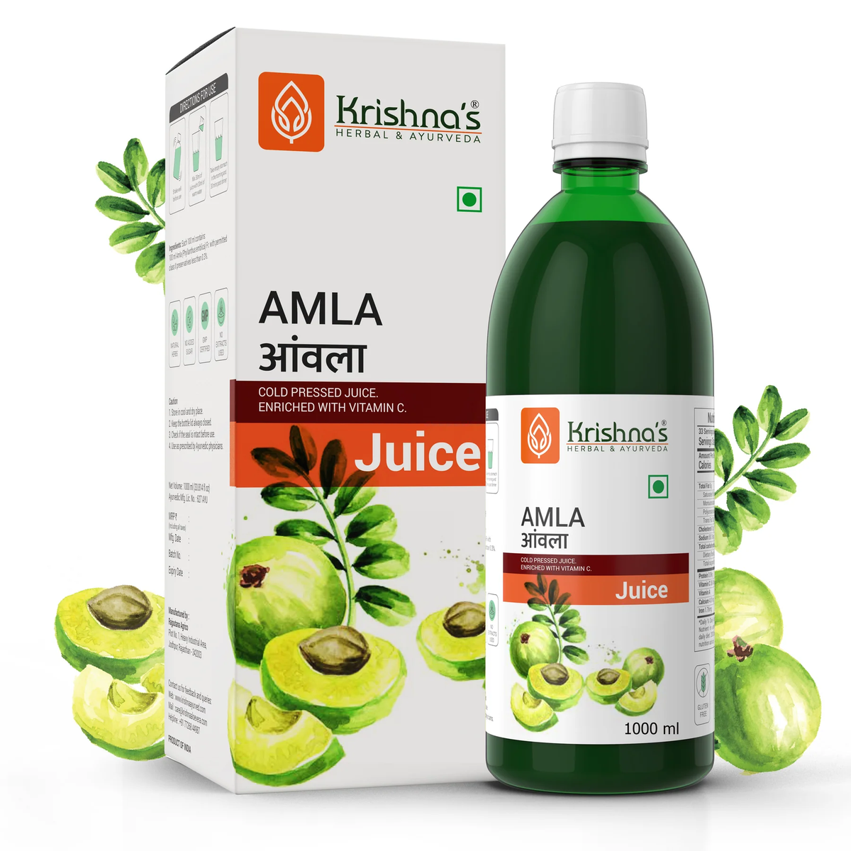 Image 1 of 1000 ml for the product Krishna's Herbal & Ayurveda Amla Juice