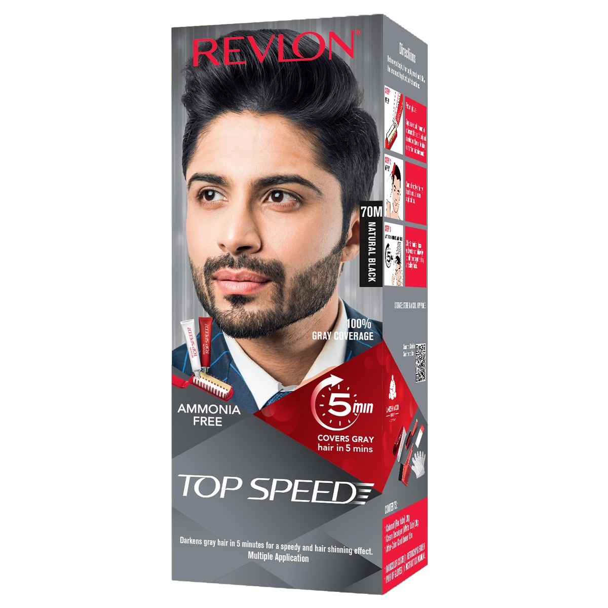 Image 1 of 55 ml for the product Revlon Top Speed Hair Color Small Pack Man - Natural Black 70m