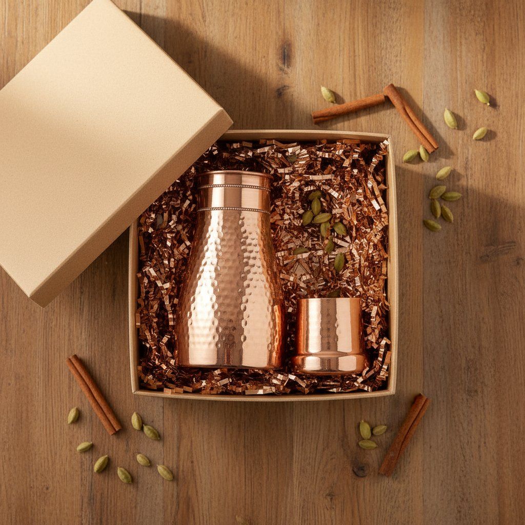 Image 3 of Sattvya Gifting Hammered Copper Bedside Jar