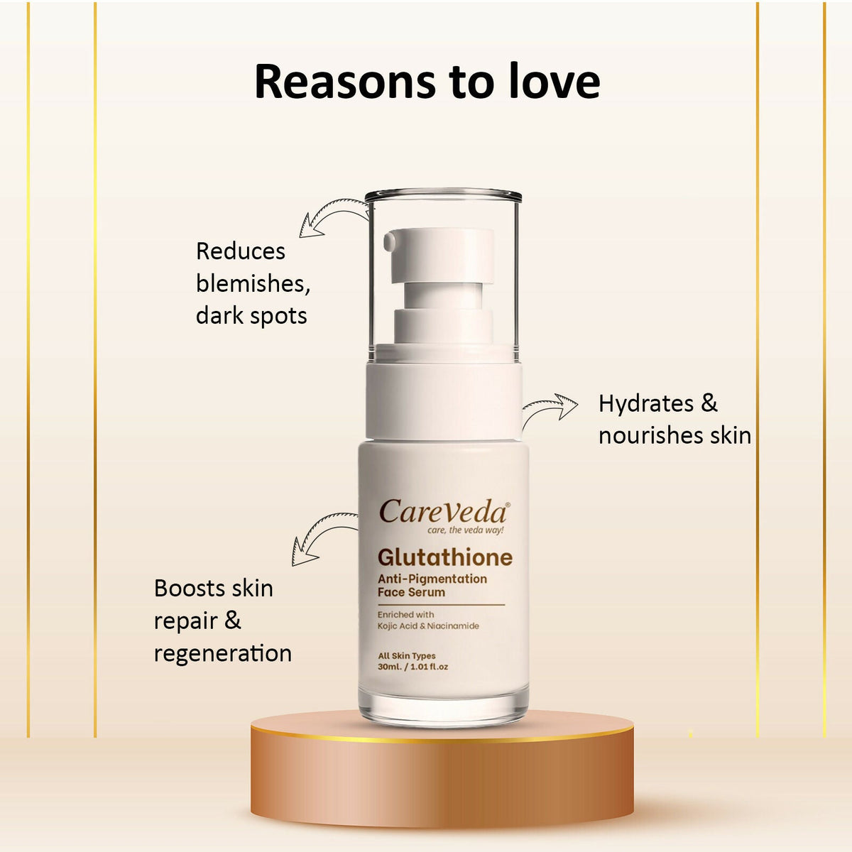 Image 5 of CareVeda Glutathione Anti-Pigmentation Face Serum Enriched with Kojic Acid & Niacinamide