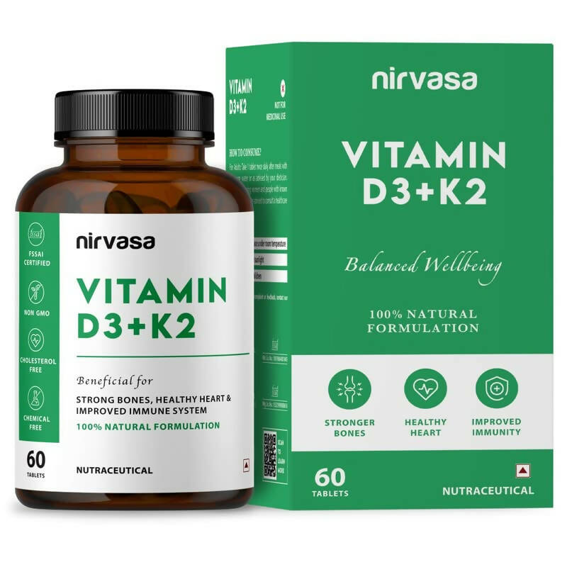 Image 1 of 60 tabs for the product Nirvasa Vitamin D3 + K2 Tablets