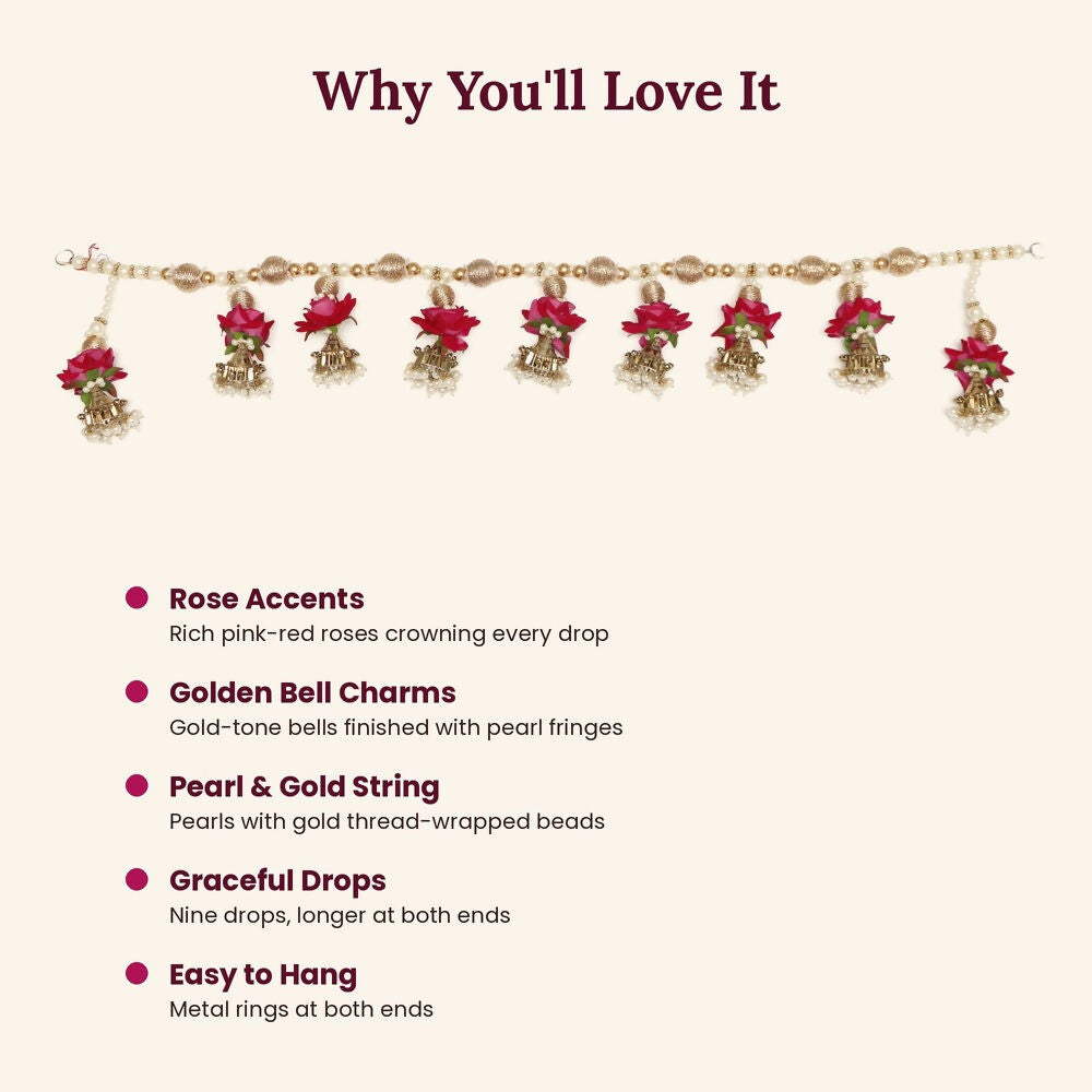 Image 4 of Renu's Creation Rose & Golden Bell Toran