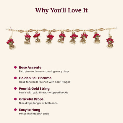 Image 4 of Renu's Creation Rose & Golden Bell Toran