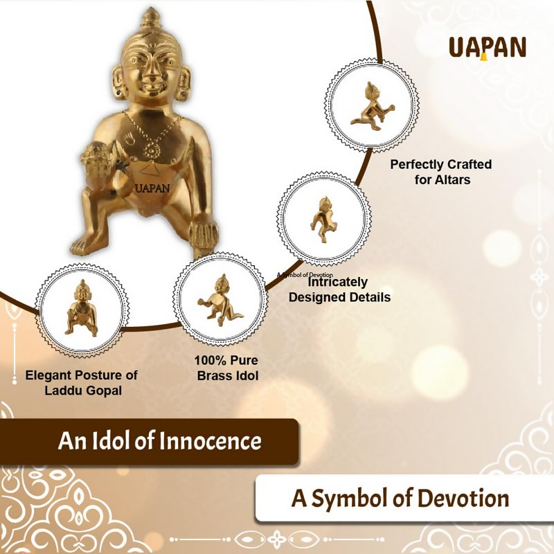Image 5 of UAPAN Brass Laddu Gopal Gold - 8 cm