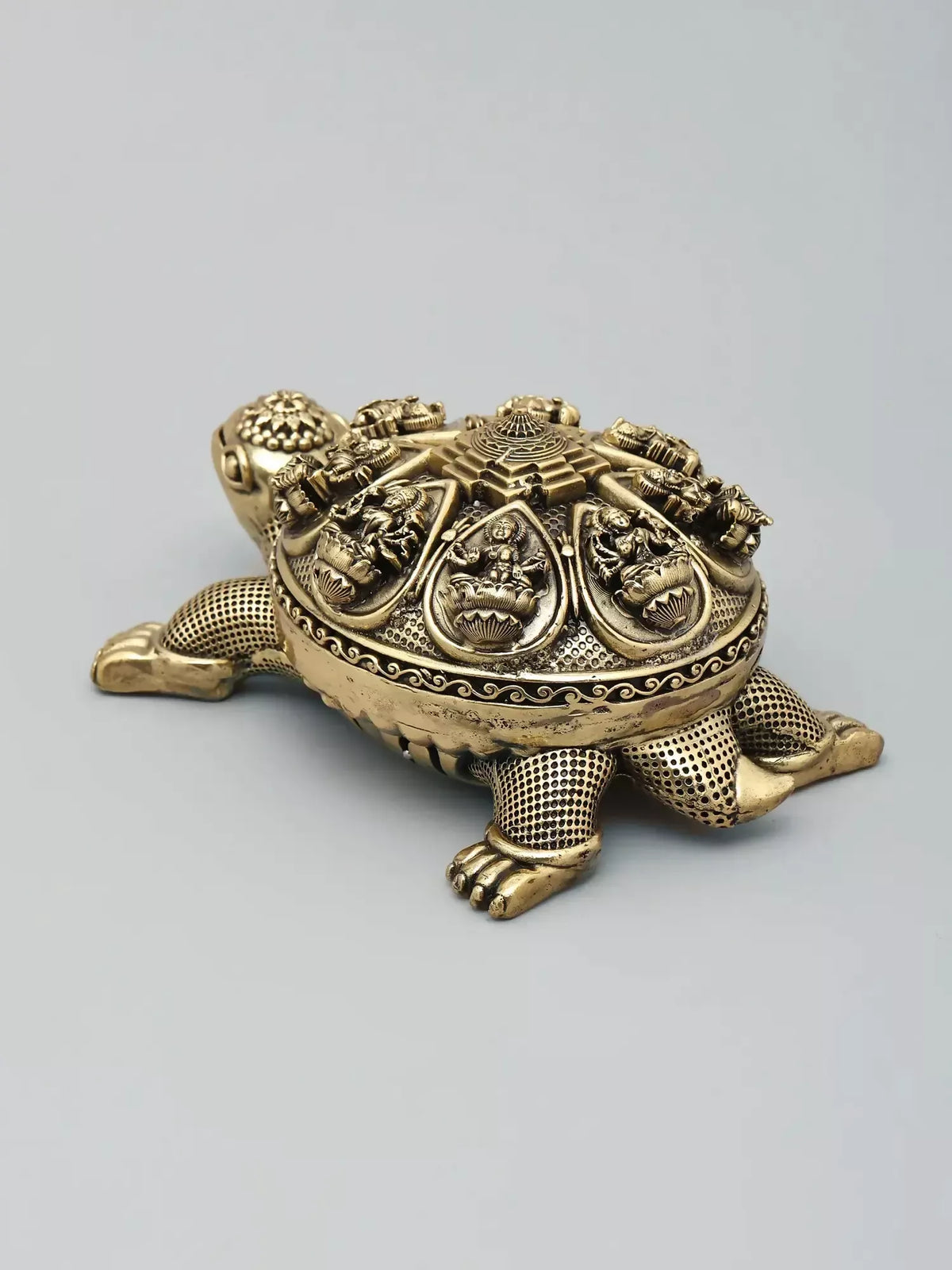 Image 5 of Ishwar Arts 6" Vastu Small Tortoise with Ashtalakshmi and Yantra on Top Superfine Brass Statue