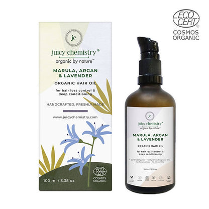Image 2 of Juicy Chemistry Marula, Argan & Lavender Organic Hair Oil
