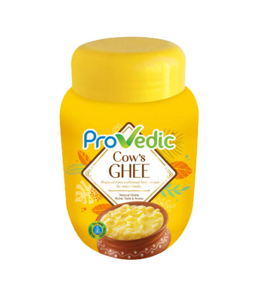 Image 1 of 1 L / Pack of 1 for the product ProVedic Cow Ghee | Pure and Natural (1000ml Pet Jar) Cow Ghee for Good Digestion and Immunity | Made with Fresh Cow's Milk, Granular (Danedaar) Texture | Rich Taste and Aroma