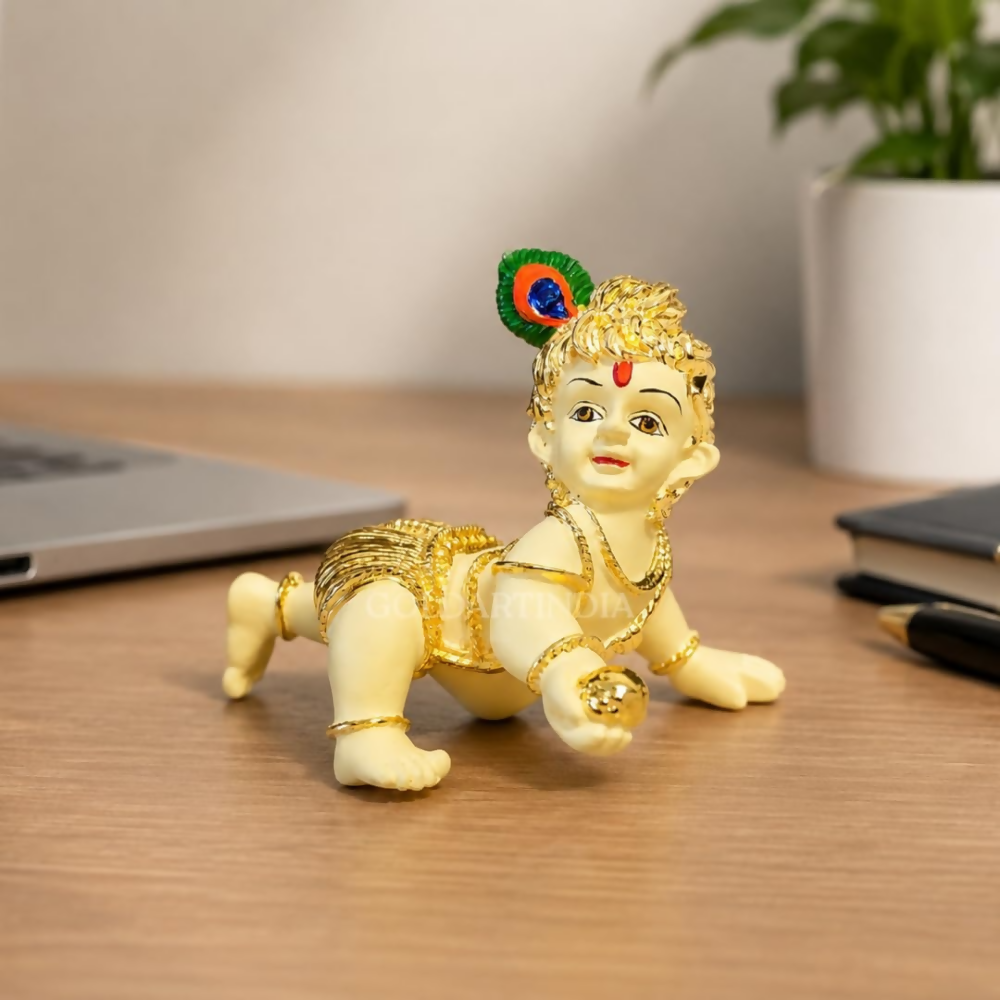 Image 1 of Default Title for the product Gold Art India Laddu Gopal Idol Gold Plated Off-White