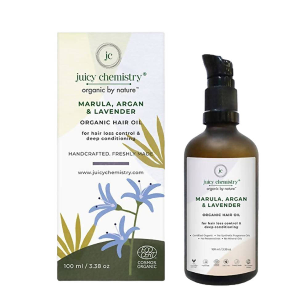 Image 1 of 100 ml / Pack of 1 for the product Juicy Chemistry Marula, Argan & Lavender Organic Hair Oil
