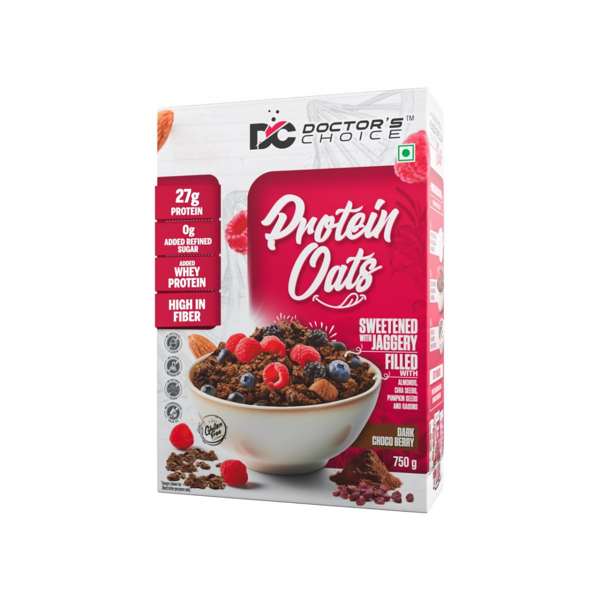 Image 1 of 750 gm for the product Dc Doctors Choice High Protein Oats ( Dark Choco Berry Flavor)