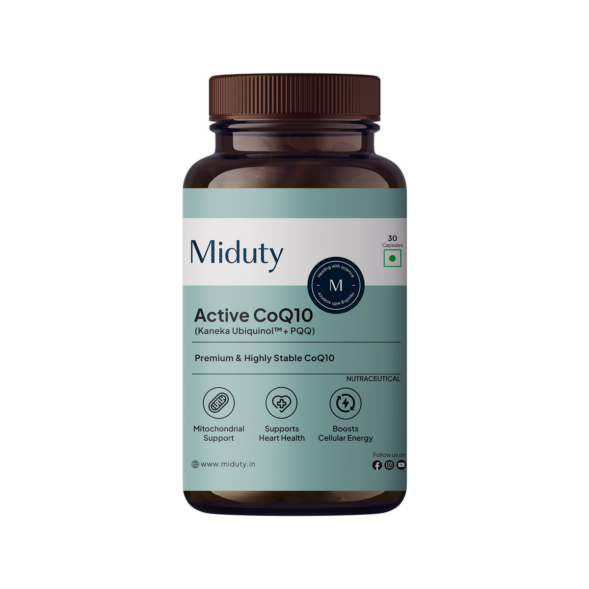 Image 1 of 30 caps for the product Miduty by Palak Notes Active CoQ10 + PQQ Capsules