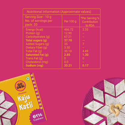 Image 10 of Go desi Premium Kaju Katli | Made with 61% Cashews