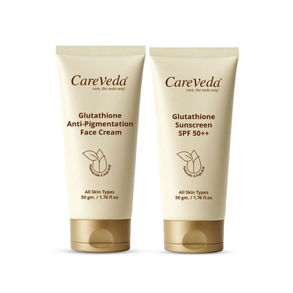 Image 1 of Pack of 1 for the product CareVeda Glutathione Skin Care Set of 2 | Face Cream & Sunscreen for Bright, Even-Toned Skin | Anti-Pigmentation & Glow Boost | For Men & Women
