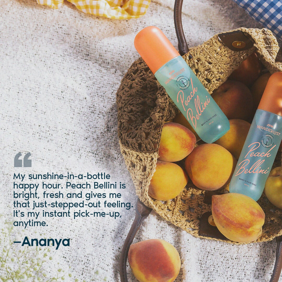 Image 5 of Wanderlust Peach Bellini Fruity Fresh Perfume Body & Hair Mist with White Musk