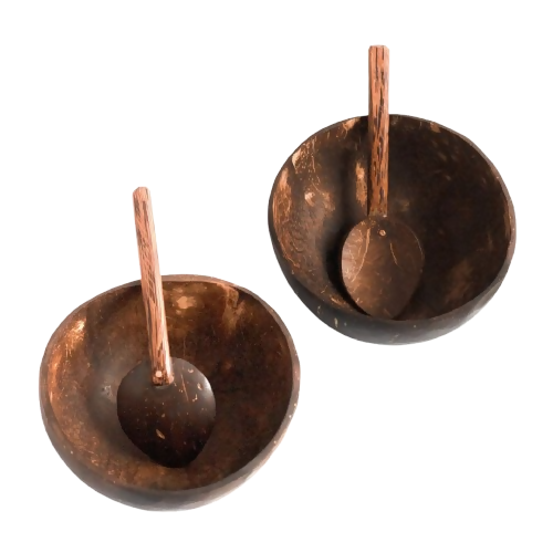 Image 1 of 150 ml / Set of 2 for the product Thenga Artisan Mini Coconut Shell Bowl with Spoon