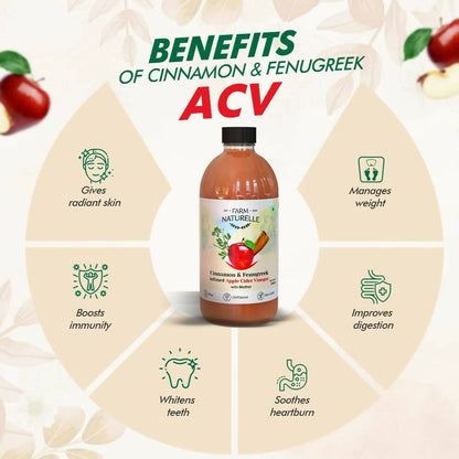 Image 5 of Farm Naturelle Organic Apple Cider Vinegar with Mother and Infused Cinnamon & Fenugreek