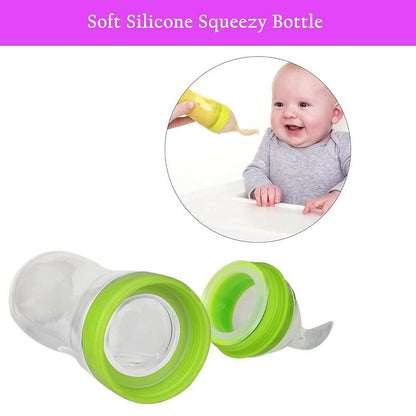 Image 2 of Safe-O-Kid Easy Squeezy Silicone Food Feeder Spoon (Soft Tip) Bottle- Green- 90mL