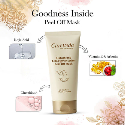 Image 7 of CareVeda Glutathione Skin Care Set of 3 | Face Wash & Peel off Mask, Face Serum for Bright, Even-Toned Skin | Anti-Pigmentation & Glow Boost | For Men & Women