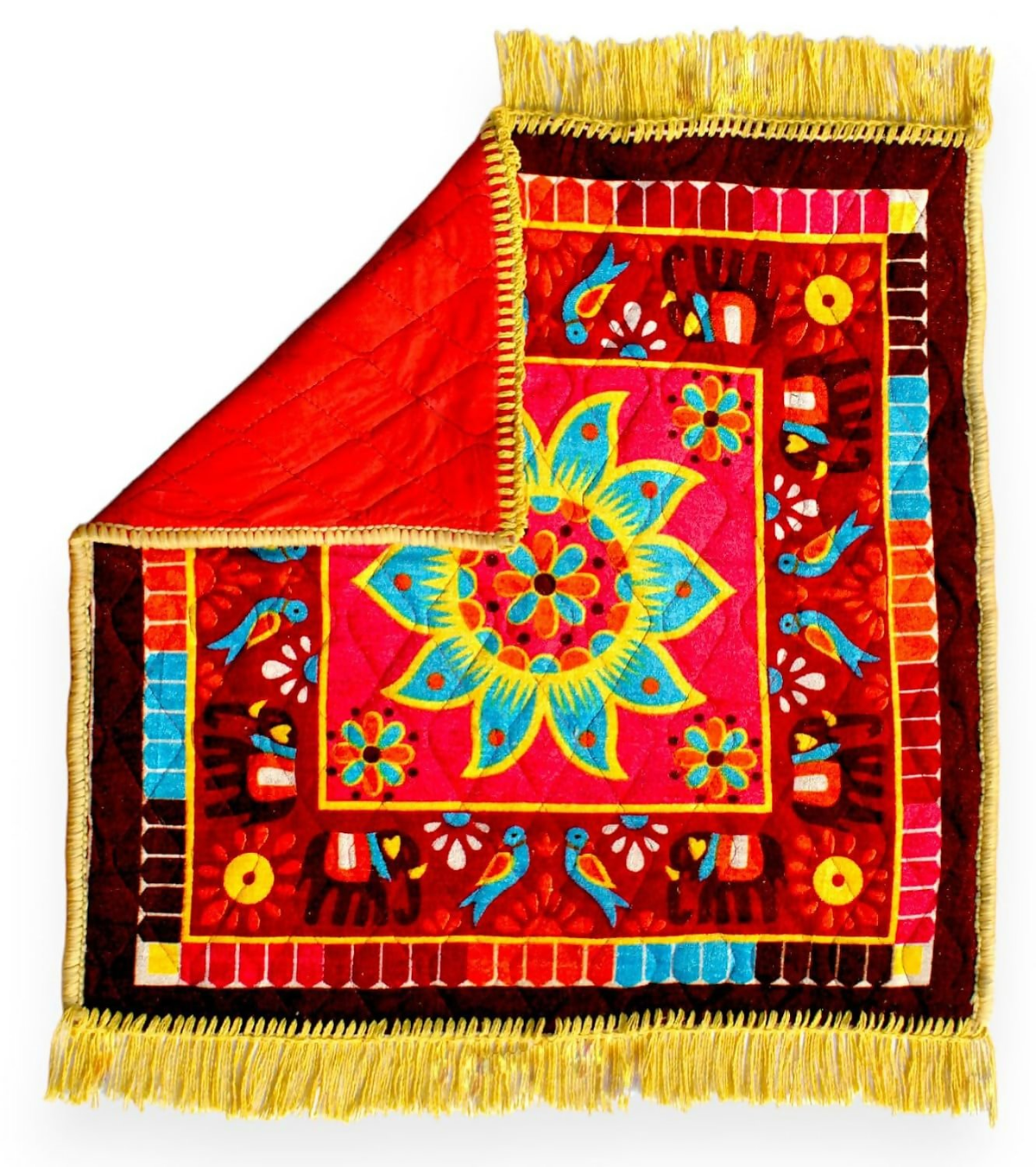 Image 4 of Glun 24 * 24 Inch Velvet Multipurpose Square Carpet Or Mat For Pooja Aasan, Sitting, Meditation 2 Piece Pack