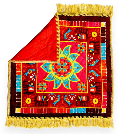 Image 4 of Glun 24 * 24 Inch Velvet Multipurpose Square Carpet Or Mat For Pooja Aasan, Sitting, Meditation 2 Piece Pack