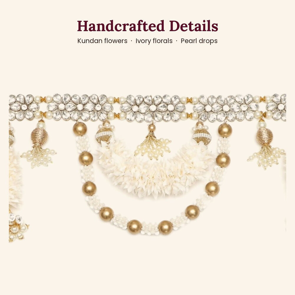 Image 4 of Renu's Creation Ivory Floral Kundan Toran