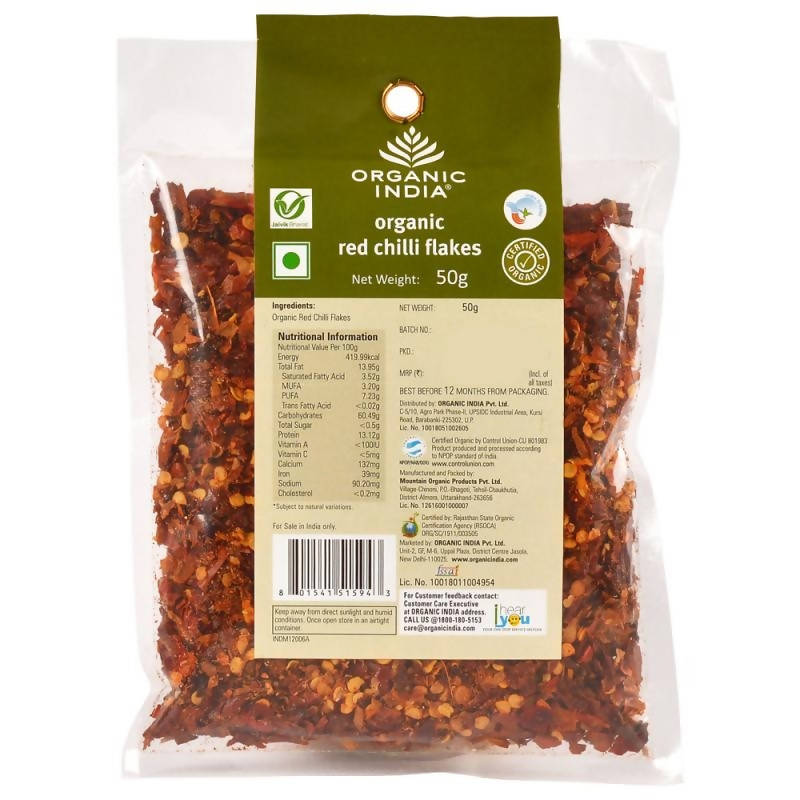 Image 1 of 50 gm for the product Organic India Organic Red Chilli Flakes