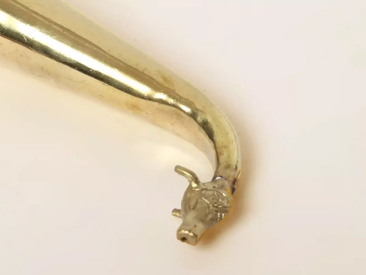 Image 4 of Ishwar Arts 10" Lord Nandi Horn for Shiva Lingam Abhisheka |Gaumukhi Shringi Brass Pot