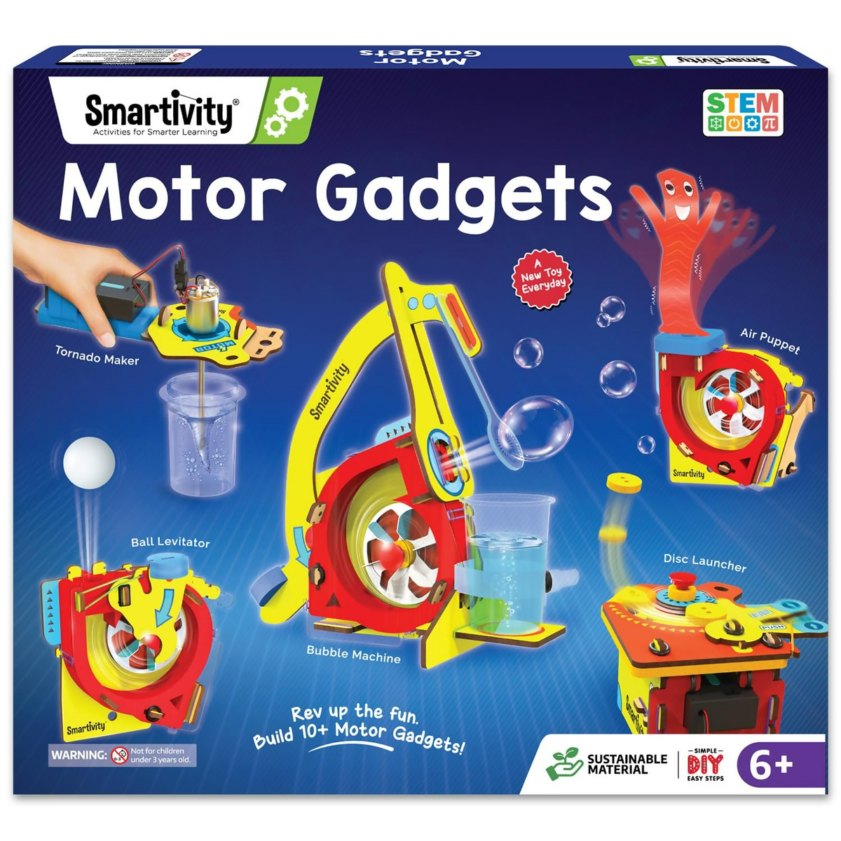 Image 1 of Smartivity 10-in-1 Motor-Powered Gadgets Kit For Kids Ages 6,7,8,9,10,11,12 Years Old Build 10+ Cool Electronics Projects
