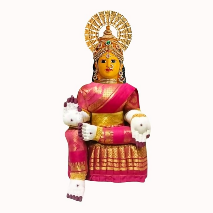 Image 1 of 10 Inch for the product Ammavari Idol Varalakshmi Idol Full Set with Face - Pink