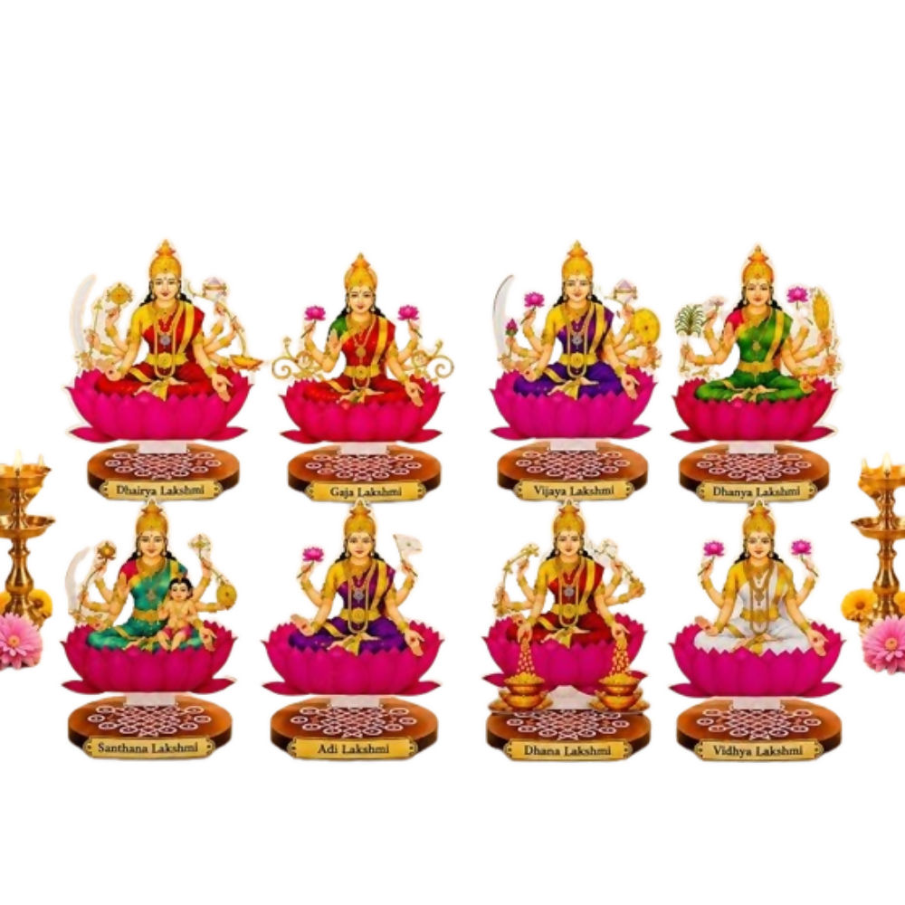 Image 1 of 8 Pieces for the product pmw Ashta Lakshmi MDF Pooja Stand