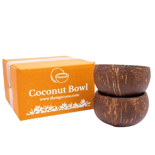 Image 1 of 350 ml / Set of 2 for the product Thenga Natural Round Coconut Shell Bowl